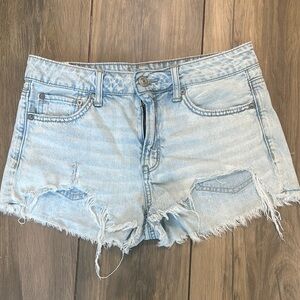 American Eagle Blue Jean Shorts Distressed High-Waisted
